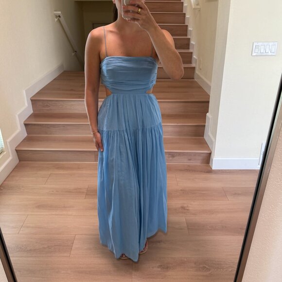 Rebecca Taylor Cutout Cotton & Silk Dress In Azul Blue Size US 2 - Picture 3 of 5